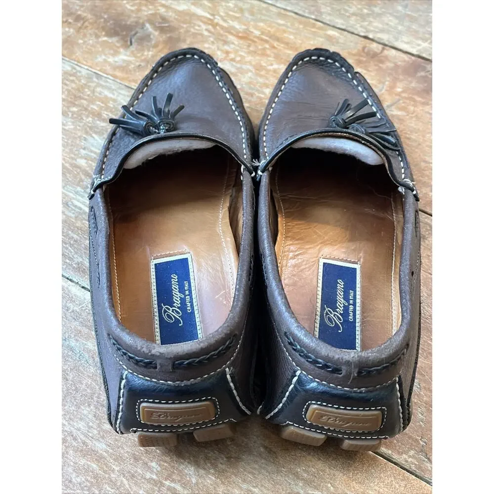 Bragano by Cole Haan Mens Brown Leather Tassel Loafers Size 9.5 Italy